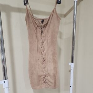 Windsor Camel Lace-Up Dress